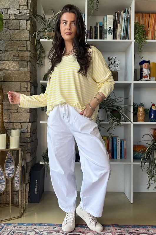  Perfect Breton V Long Sleeve Top Lemon /21